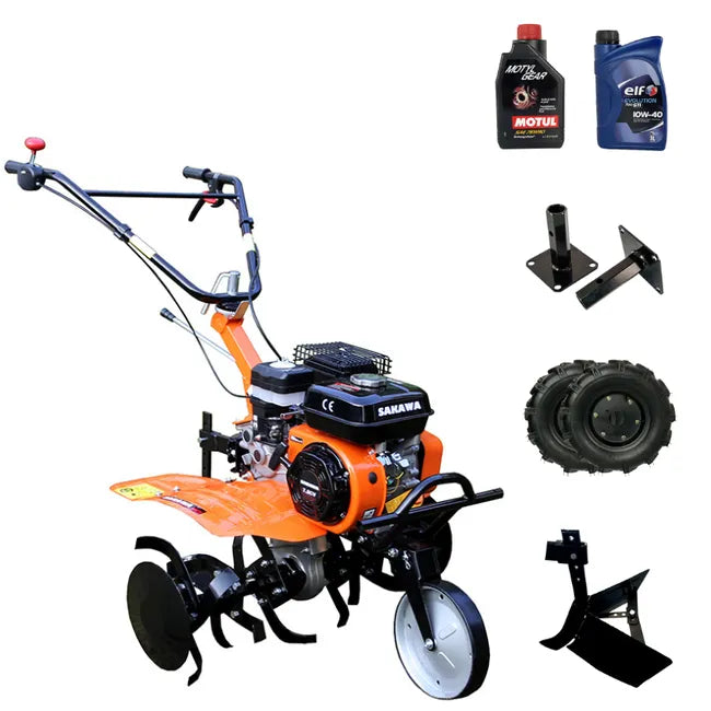 Motoculteur Manuel de démarrage 7.5CV 3V avec Accessoires + Kit Huile