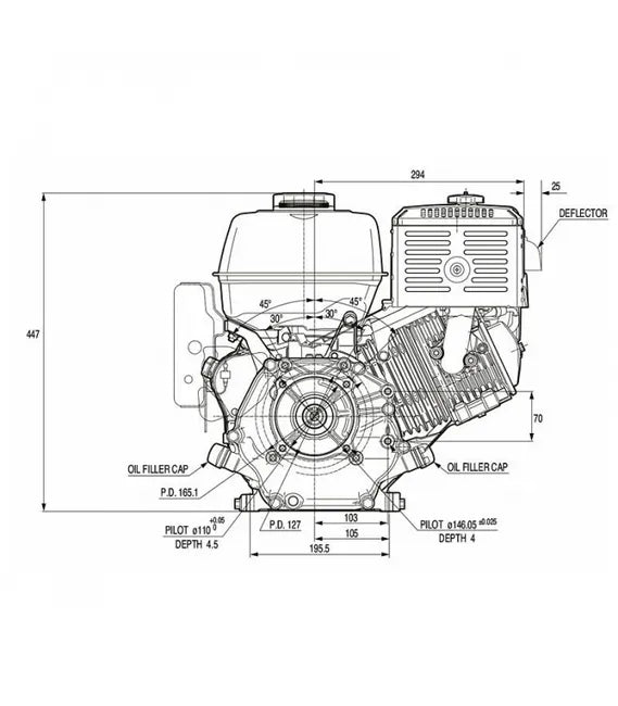 Moteur Honda GX390 13 CV avec sortie horizontale 389 cm3 QHB1