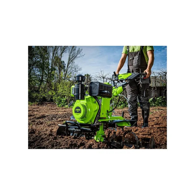 Motoculteur Diesel Moteur 7 CV 246 cm3 Motobineuse avec fraises et butteur Démarrage électrique VITO