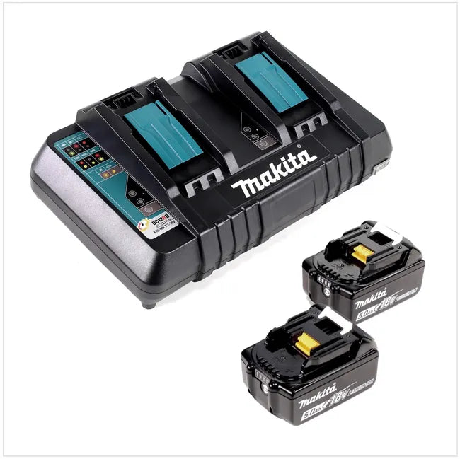 Makita DUC 353 Brushless Li-Ion Tronçonneuse sans fil 2 x 18 V = 36 V + 2x Batteries BL 1850 5,0 Ah + Chargeur double DC18RD