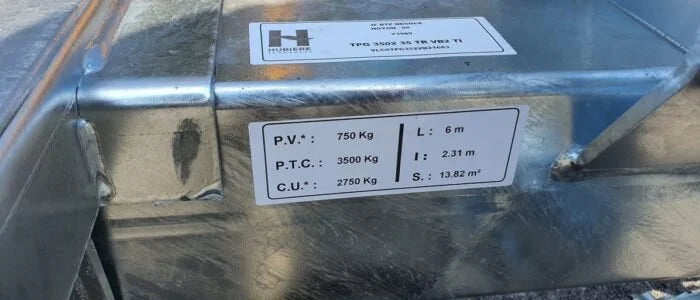 Remorque porte engins Hubiere TPF35/3.5 T