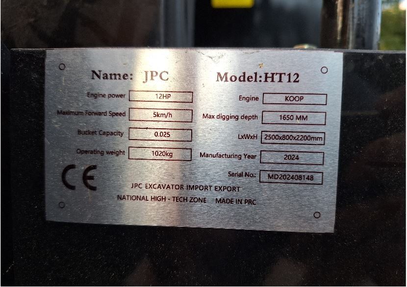 Mini-pelle JPC HT12 2024